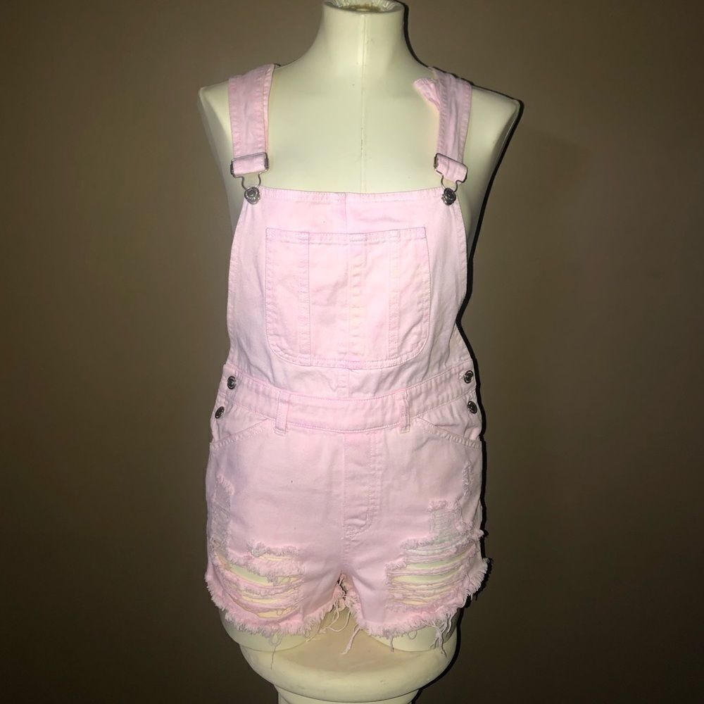 Akira Chicago Distresses Overall Shorts